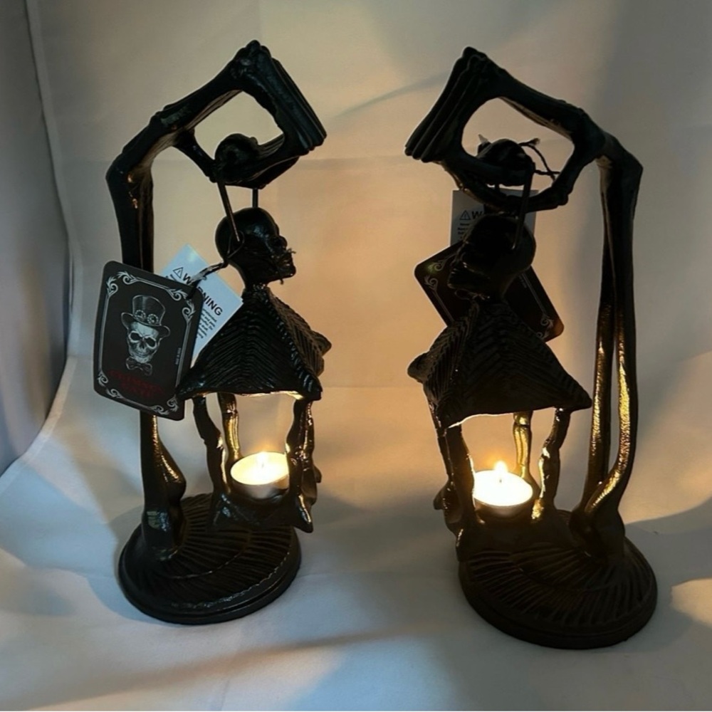 Viral Halloween decor skeleton lantern gothic witch decor metal candle holders